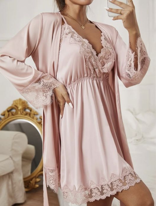 Комплект нощница и халат М сатен