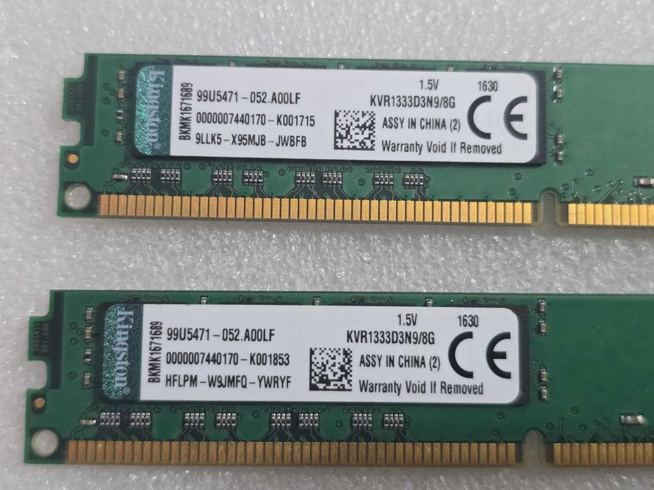 Kit Memorie RAM Kingston ValueRAM 16GB (2x8GB) DDR3 1333MHz CL9 1.5V KVR1333D3N9/8G