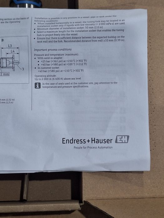 Вибрационен датчик за ниво Endress +Hauser
