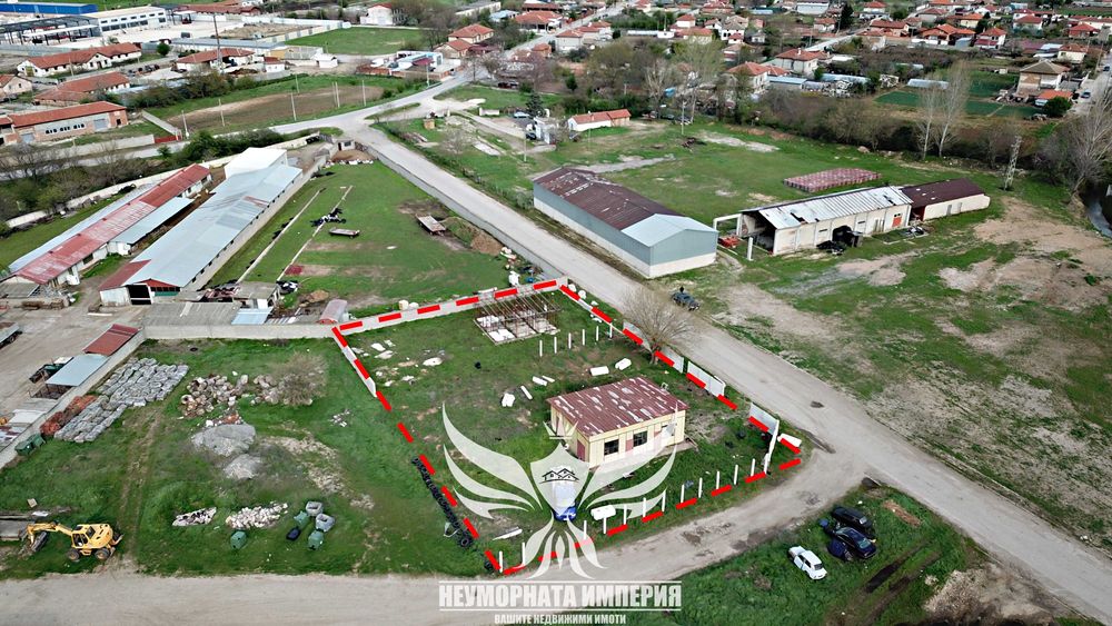 Продавам парцел 1709кв сграда 100кв промишлена зона север село Болярци