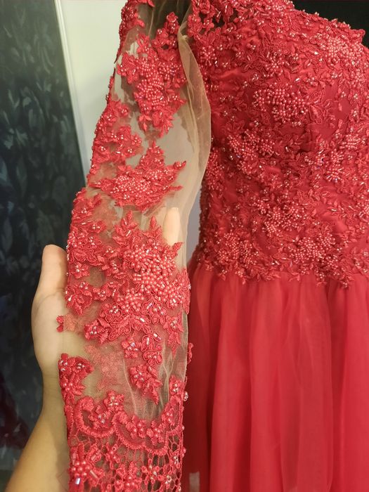 Rochie bijuterie corset seara rosie