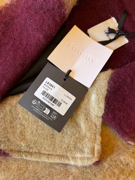 Италианско палто вълна бордо бургунди бежово Lumina