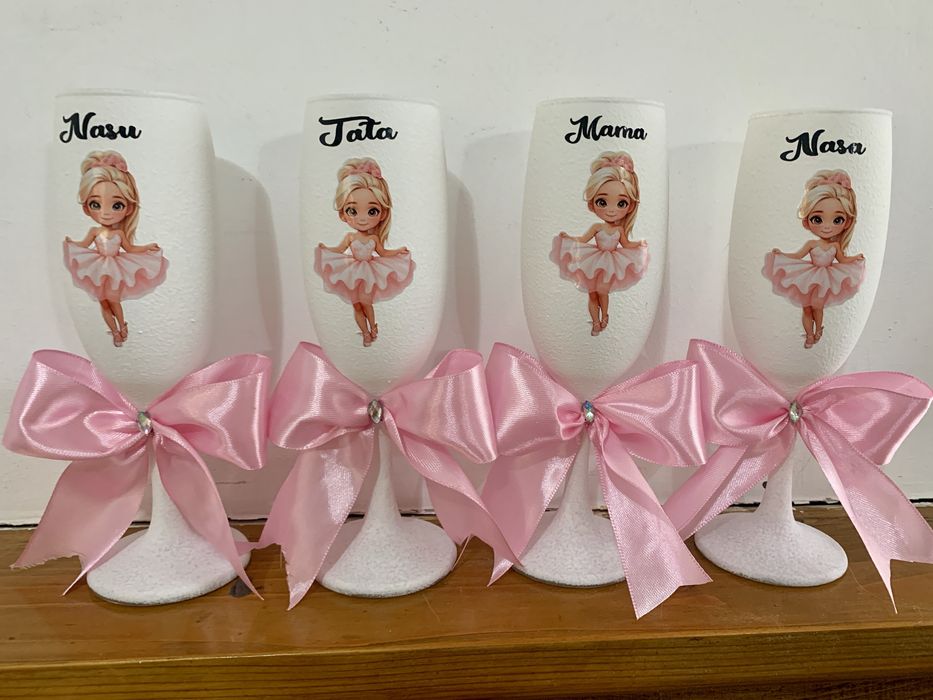 Pahare sampanie nunta botez ingeras printesa balerina