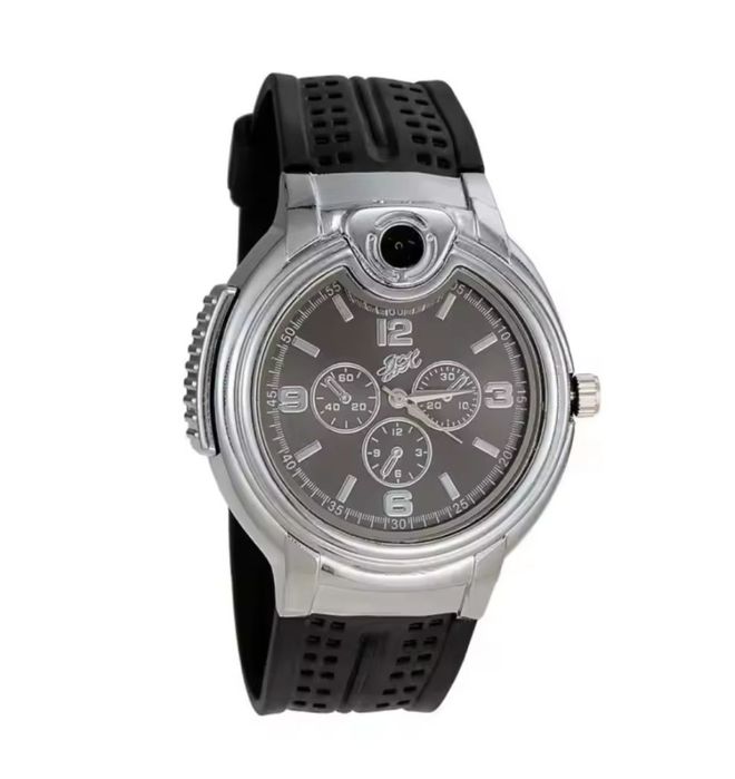 Ceas bărbați cu bricheta , curea din silicon, noi sigilate