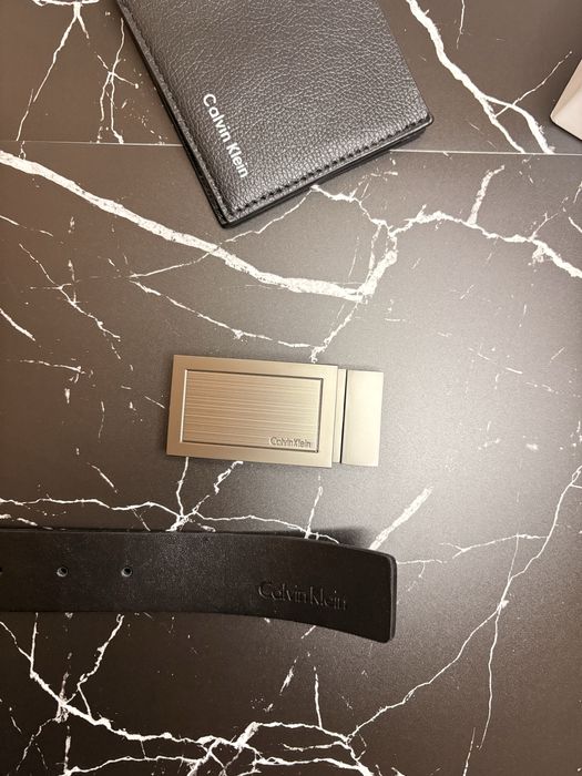 Set Cadou Calvin Klein Original – Curea + Portofel + Cataramă | Nou cu bon