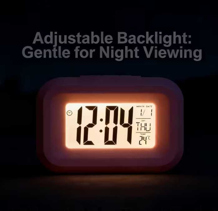 Mini ceas cu temperatura si iluminare nocturna- alb