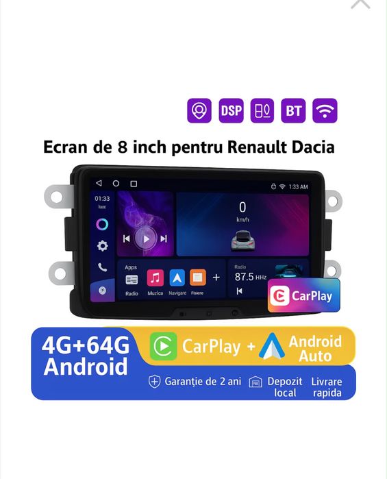 Navigație Android 13 pentru Dacia/Renault – model compatibil Duster, Logan, Sandero, Dokker