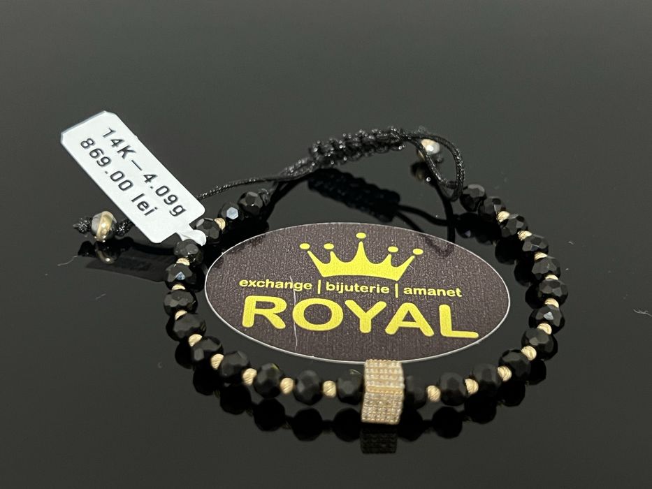 Bijuteria Royal CB : Bratara cu snur bile aur 14k 4,09 grame