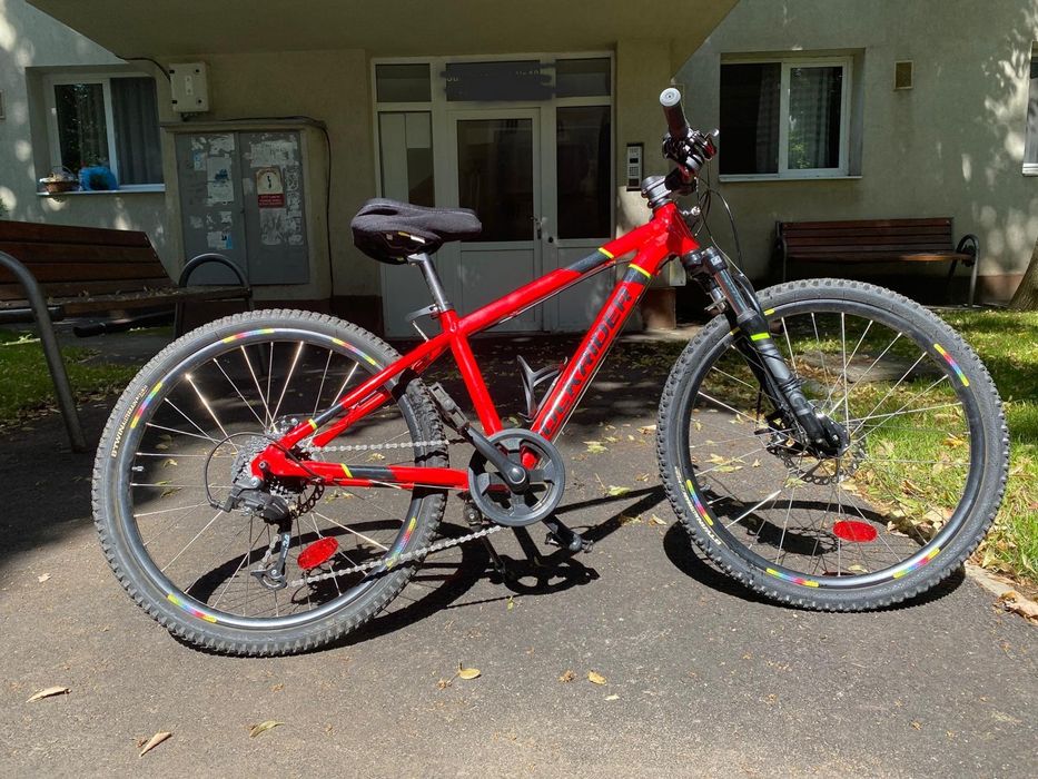 Bicicleta MTB Rockrider ST900 24” rosu, copii 9-12 ani