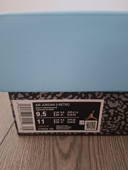 Jordan 3 retro unc