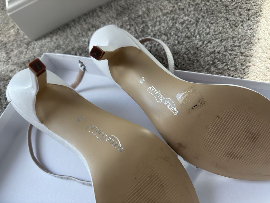 Sandale albe toc cui 7 cm