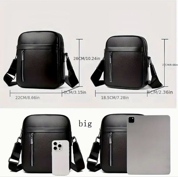 Мъжка кожена чанта с голяма вместимост/Елегантна и Стилна -10%Промоция