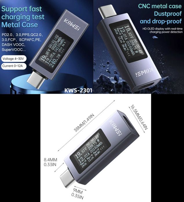 Продам новые Type-C USB-тестера до 12А