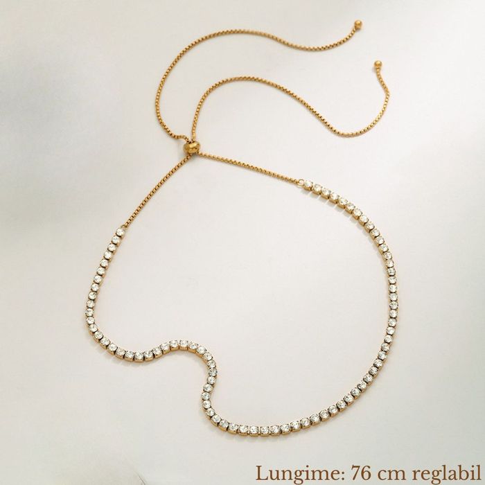 Colier Premium Placat Aur 18K - Model Tennis Cristale, Set Cadou