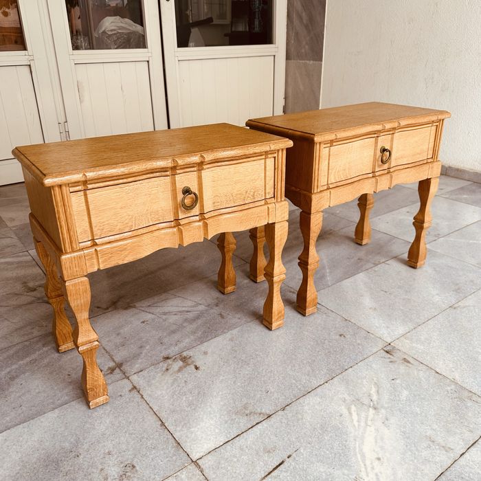 Оригинални датски нощни шкафчета Snedkergårdens-масивен дъб 60-70-те