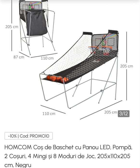 Joc de baschet pliabil cu 2 coșuri 4 mingi nou in cutie