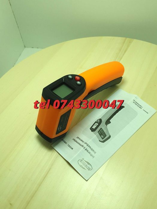 Termometru Industrial Optimus 380 Interval -50 +380 Grade C - Cu Afisaj Luminat , Portocaliu Negru Pentru Utilizare Tehnica Sau Decorativa