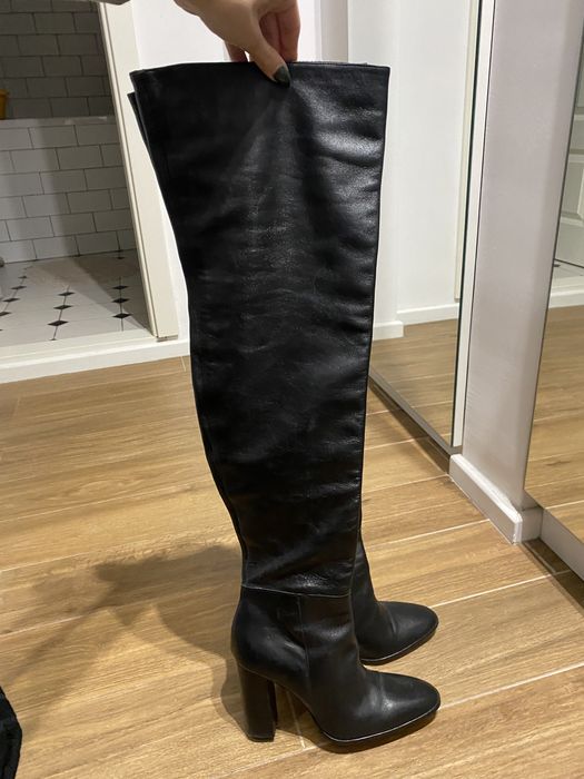 Cizme din piele peste genunchi Zara