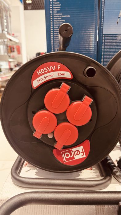 Удлинительный кабель, спиральный, Feirol 114013; 25 м; 3х1,5 мм²