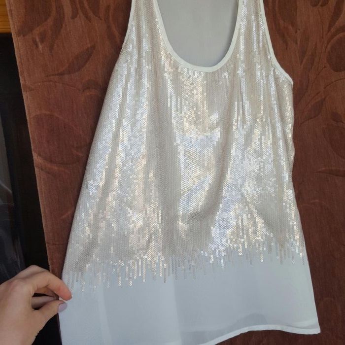 Bluza maieu alb paiete H&M