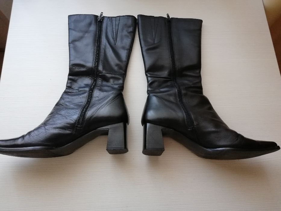 Cizme negredin piele captusite, cu toc, marimea 40 (27 cm)