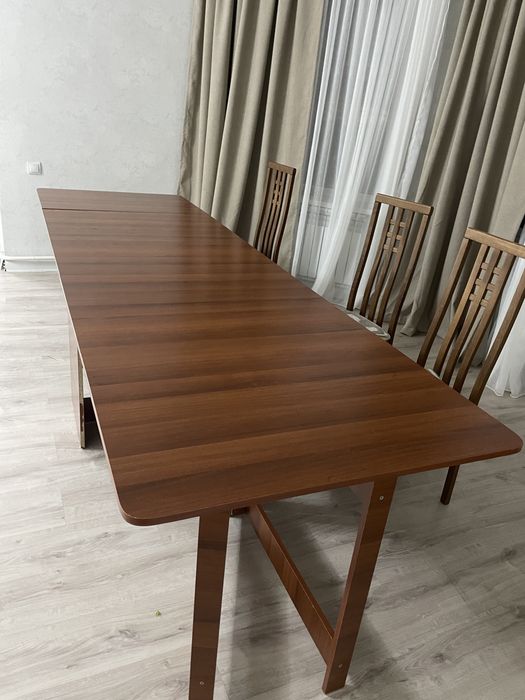 Стол трансформер белый и коричневый