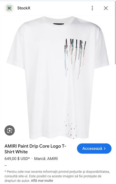 Tricou AMIRI alb negru /  2 modele