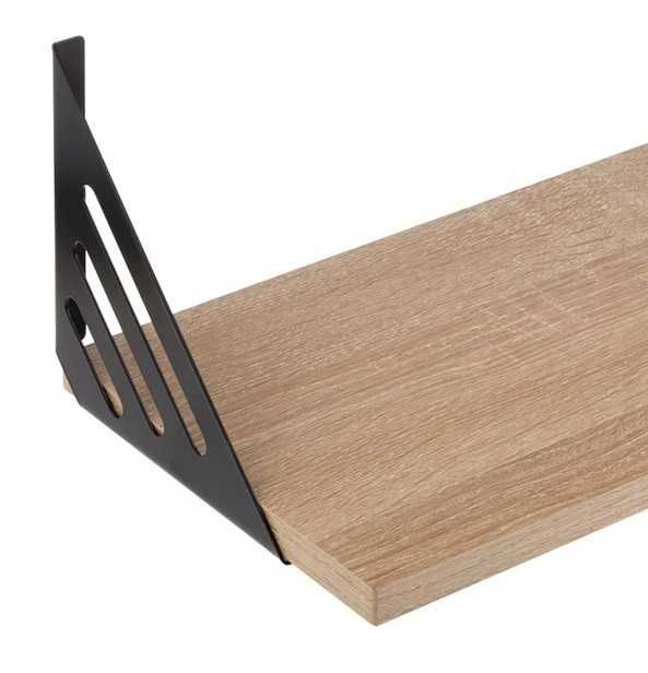 Рафт за стена, дърво с метални стойки, 60x20x1.5cm