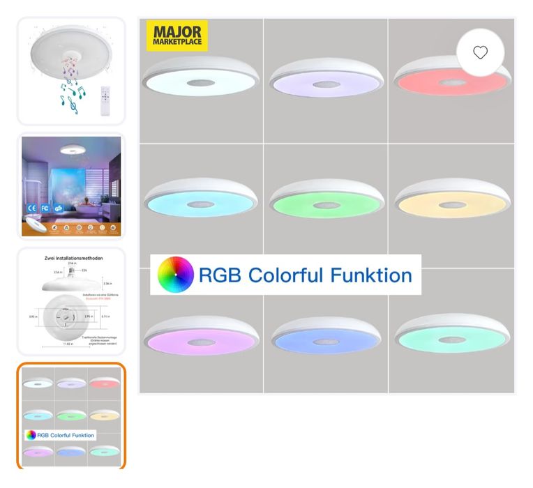 RGB таванна лампа с тонколона