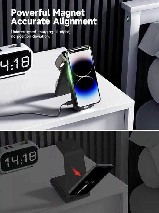 3 в 1 Безжично магнитно зарядно за Apple серия, сгъваемо за пътуване