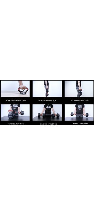 Set Gantera reglabila kettlebell FitTronic 6 in 1 de 40 kg, cu o multitudine de combinatii posibile
