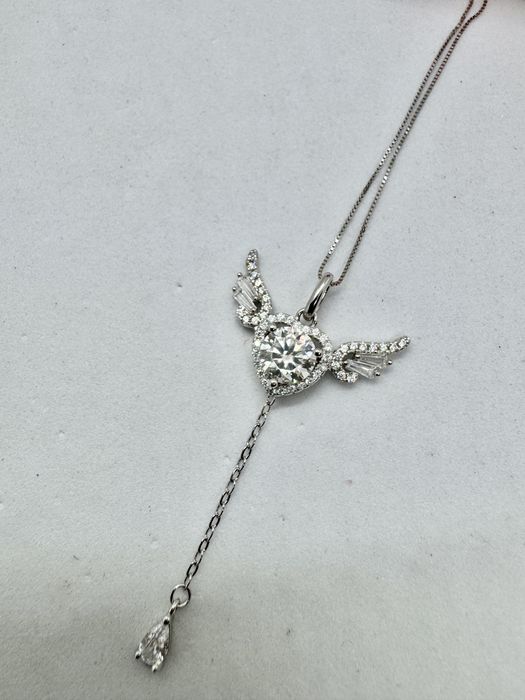 Сребърно колие с мойсанит (диамант) 1 карат