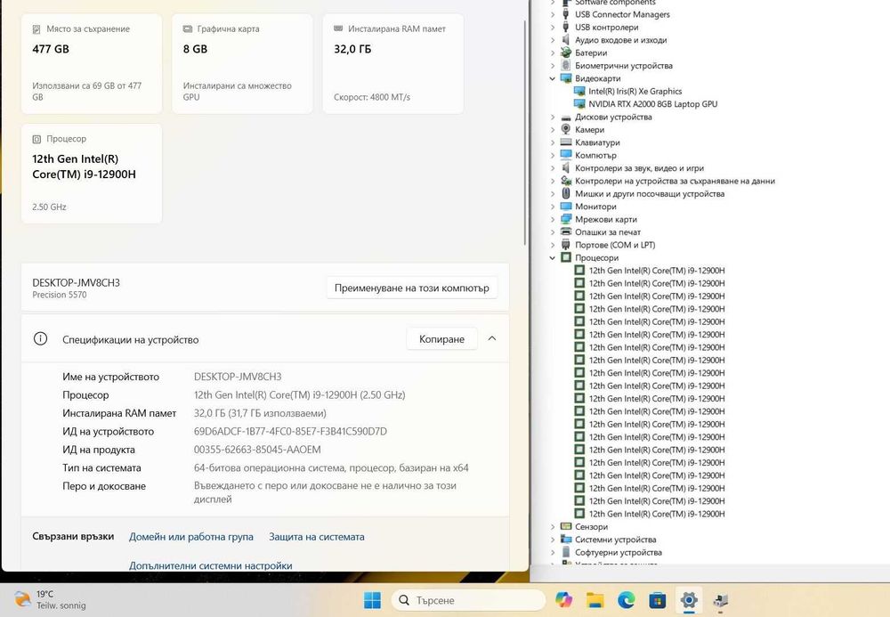 Dell Precision 5570  i9 12900H/32GB/512SSD/RTX A2000-8GB/FHD/Подсветка