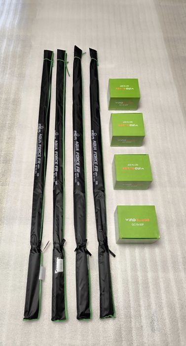 SET 4 Lansete Feeder Dunare FL AQUA FORCE 200g 3.00m + 4 Mulinete QC50