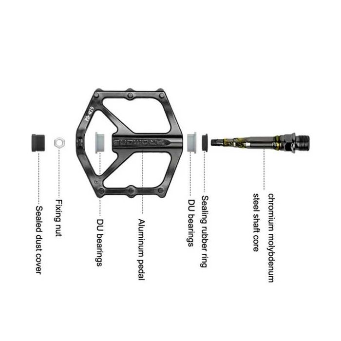 Алуминиеви педали PROMEND M29, Капсуловани лагери, Антиплъзгащи, Черни