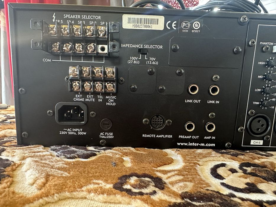 Amplificator Mixer Audio Profesional Inter-M PAM-360 – 360W / 100V / 5 Zone