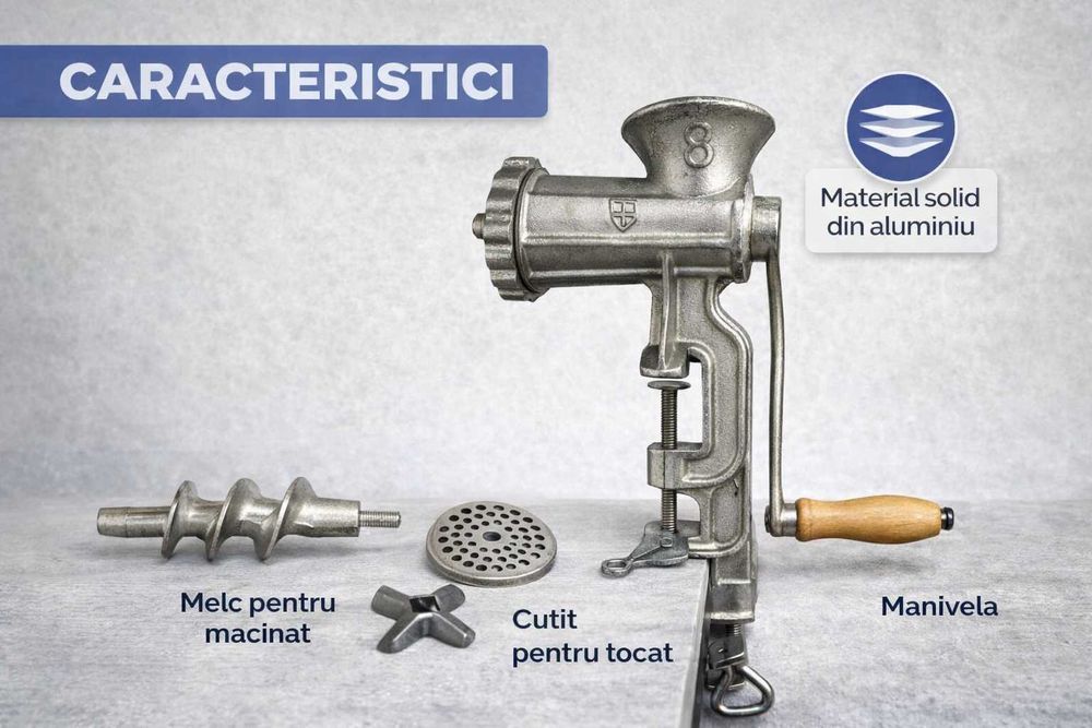 Masina manuala de tocat carne nr. 8 din aluminiu rezistent