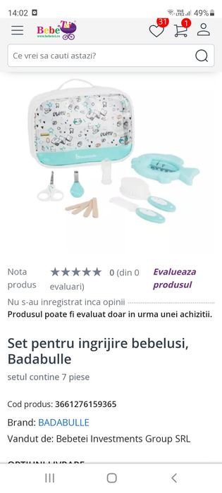 Set pentru îngrijire bebeluși/ copilași, 7 piese, Nou