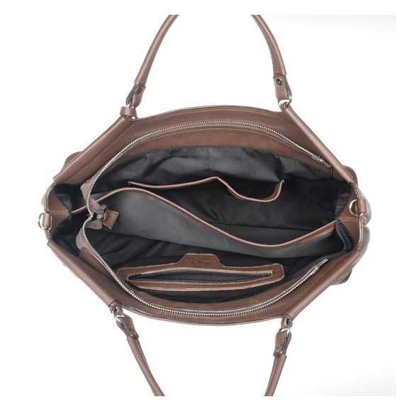 Geanta dama din piele naturala Anna Fellini – model Laura, maro inchis