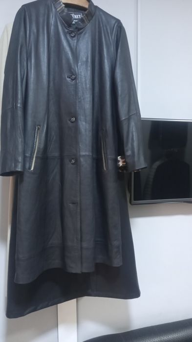 Натуральный кожа. Полу плащь/Кардиган