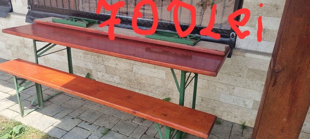 Mese cu bănci Lemn picioare metalice rabatabile de diferite dimensiuni Satu Mare