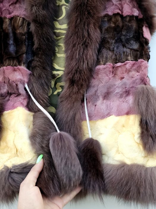 Уникален дамски елек естествен косъм лисица М размер