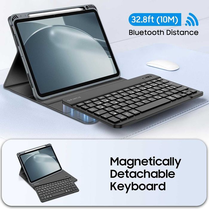 Husa Fintie cu tastatura iPad Air 4/5 10.9, QWERTZ, gri