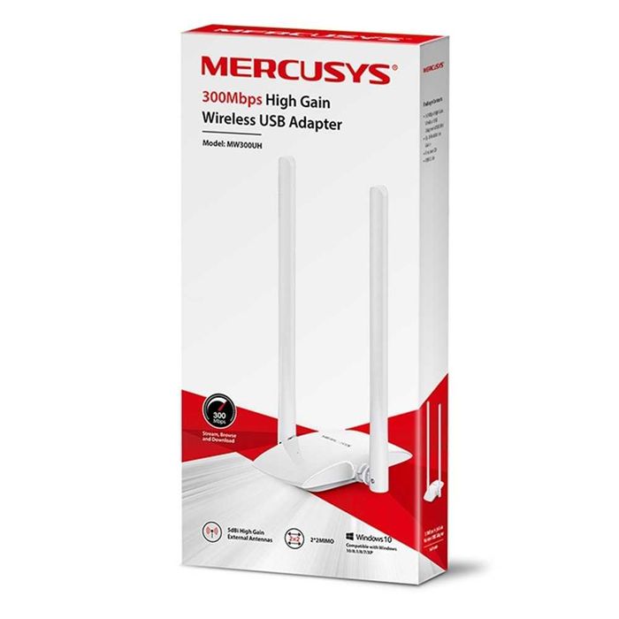 Ланкарта Безжична Mercusys MW300UH,  300 Mbps, 2 антенi, 5db, 2x2 Mimo
