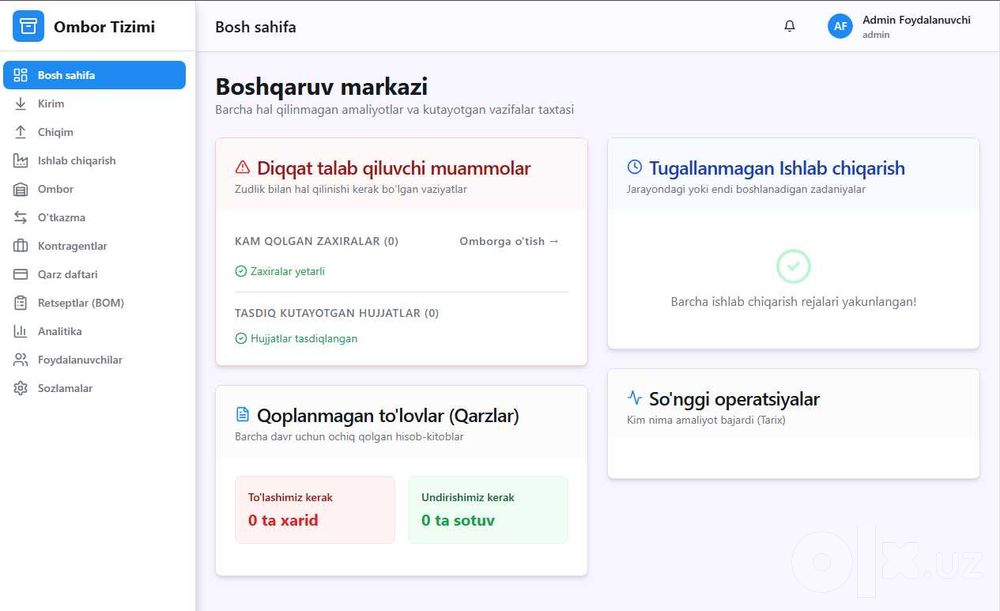 ERP Tizimlari va Saytlar 0 dan yasab berman