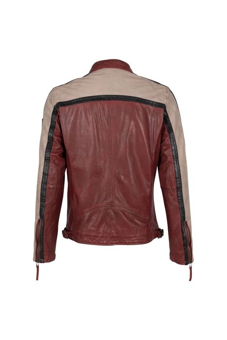 Geaca de Piele Barbati Mauritius Rosu Inchis GMNigel