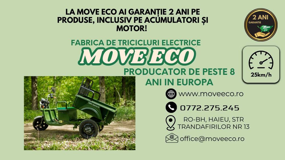Tricicleta Electrica Basculabila CARGO250 MoveECO 2 PERSOANE