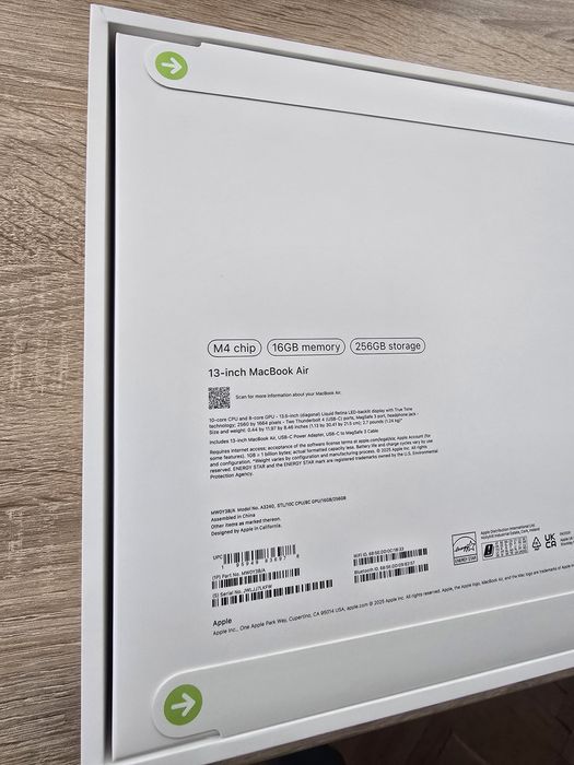 Apple MacBook Air 13, M4 chip, 16 GB, НОВ, НЕРАЗОПАКОВАН