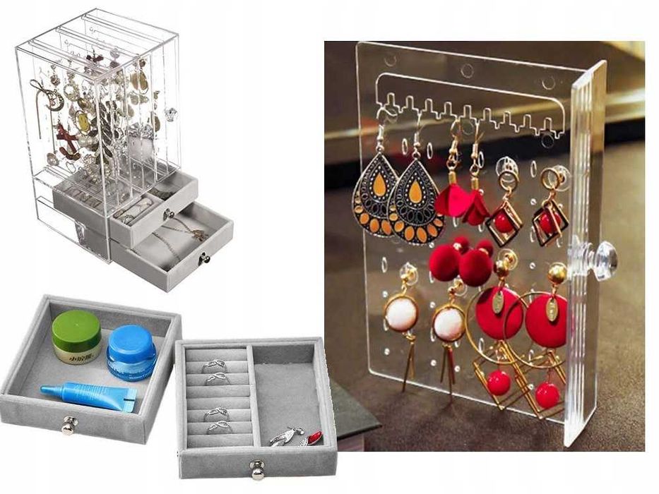 Organizator bijuterii elegant cu sertare si suport de expunere catifea