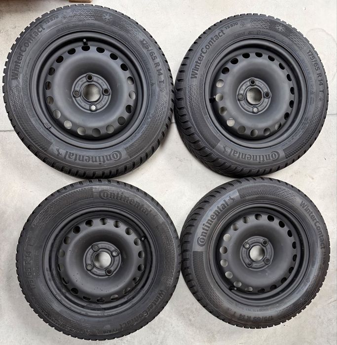 Продавам джанти 4x100 14” със зимни гуми Continental 175/65/14 за VW UP
